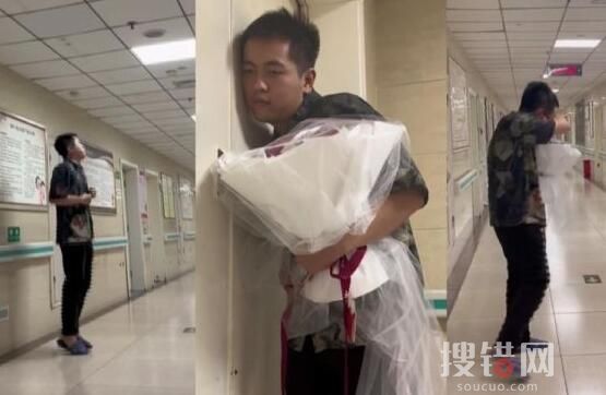 男子產房外手捧鮮花等待妻子生產 內幕曝光簡直太意外了